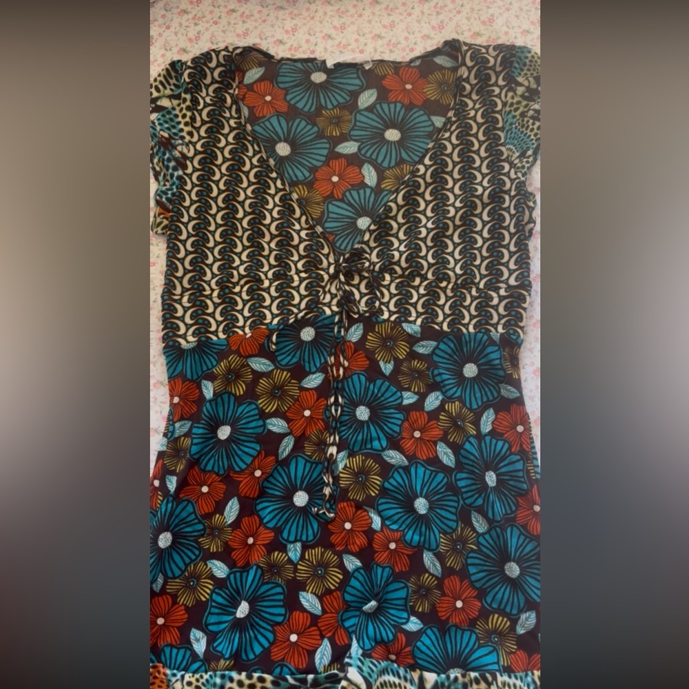 promod aesthetic vintage 2000s 90s 80s y2k long shirt top floral retro blouse